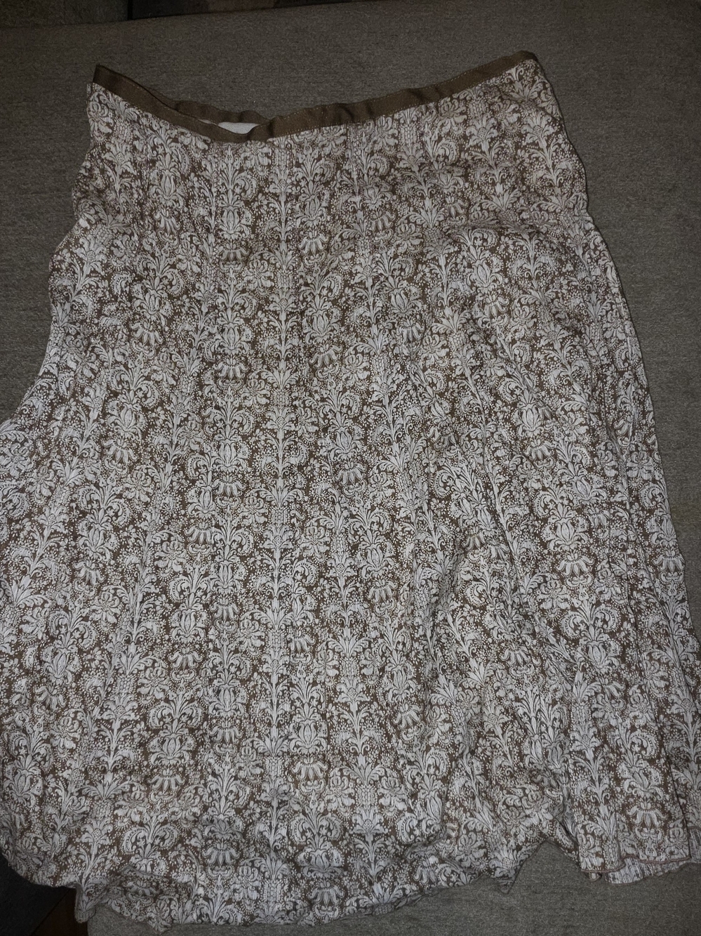Liz Claiborne Cream and Brown Printed A-Line Skirt Size 10